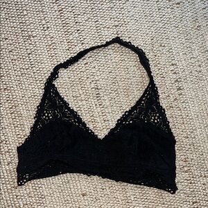 Aerie Black Halter Bralette